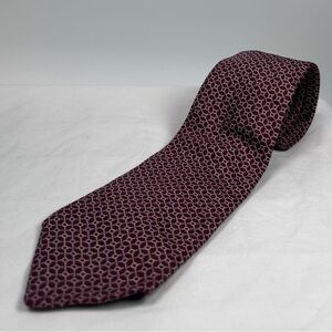 Aquascutum London Vintage All Silk Tie All-Over Pattern Red/Wine